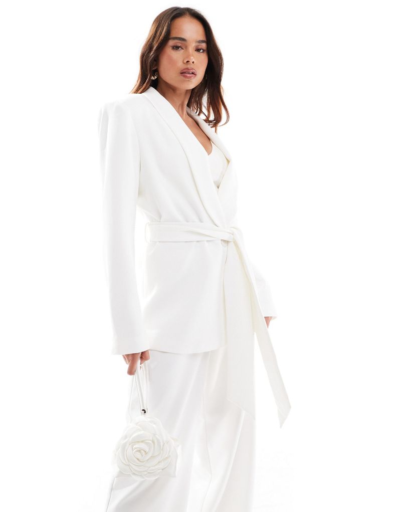 Six Stories Bridal structured shoulder tailored blazer in white - part of a set Six Stories