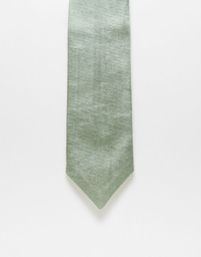 Six Stories satin tie in sage Six Stories