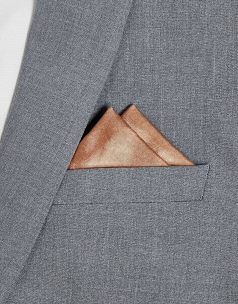 Six Stories satin pocket square in burnt peach Six Stories
