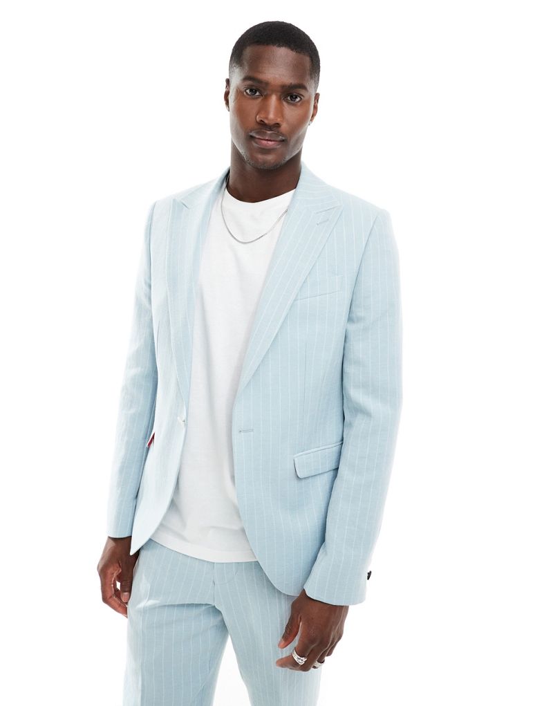 Twisted Tailor suit jacket in baby blue pinstripe Twisted Tailor