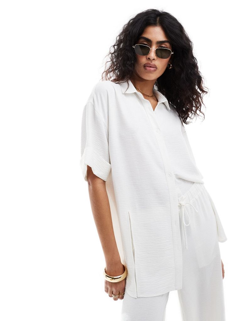 The Frolic vanora relaxed split detail beach shirt in white - part of a set The Frolic