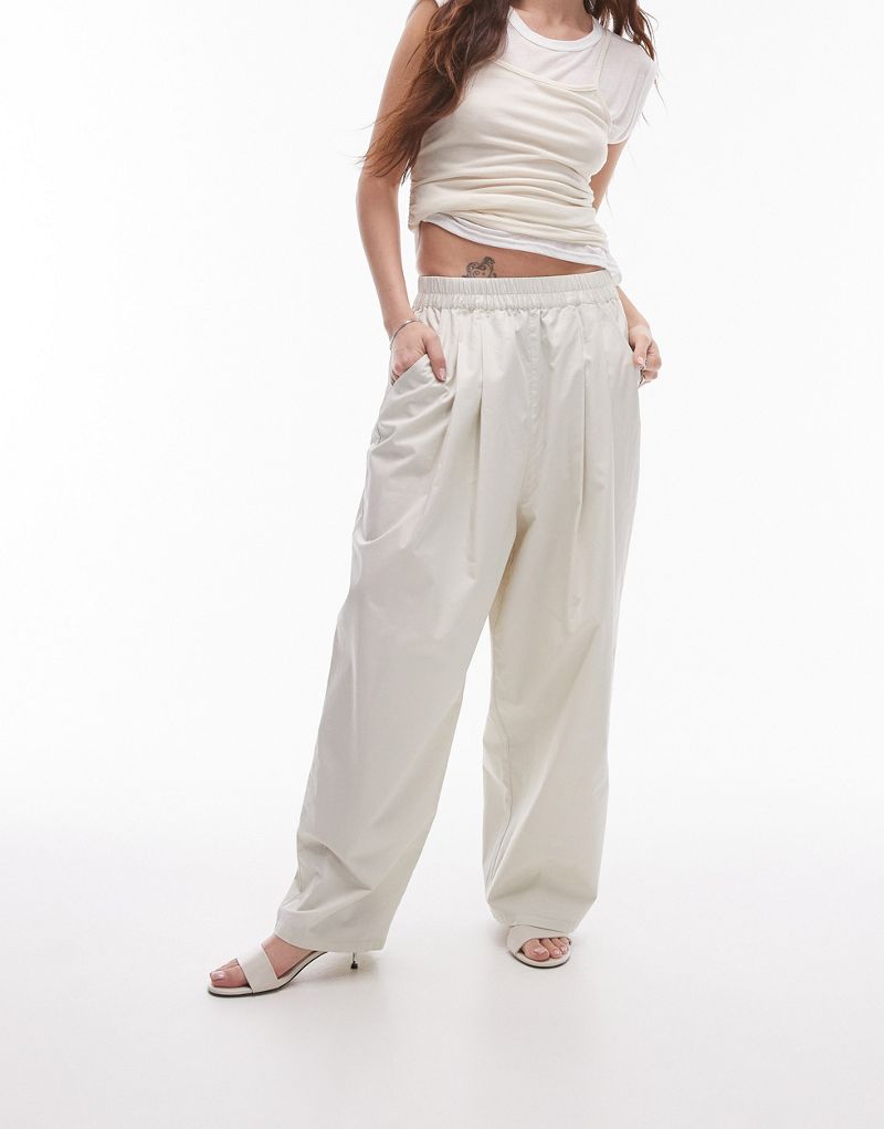 Topshop pull on pleated balloon pants in ecru  TOPSHOP