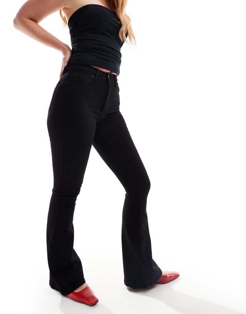 Topshop Hourglass high rise Jamie flare jeans in black Topshop Hourglass