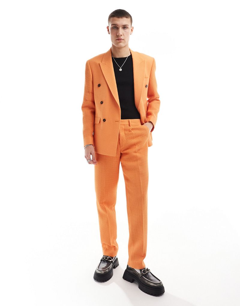 Viggo suit pants in bright orange waffle  Viggo