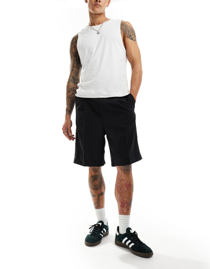 Weekday Uno loose fit tailored shorts in black Weekday
