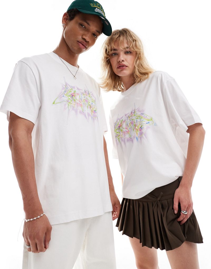 Weekday Unisex oversized t-shirt with dreamland graphic print in white Weekday