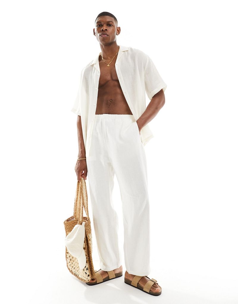 Weekday Seth linen pants in off-white Weekday