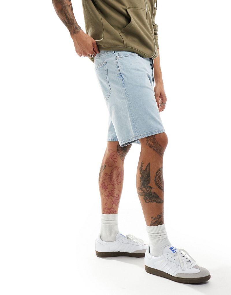 Weekday Space relaxed fit denim shorts in light blue wash Weekday
