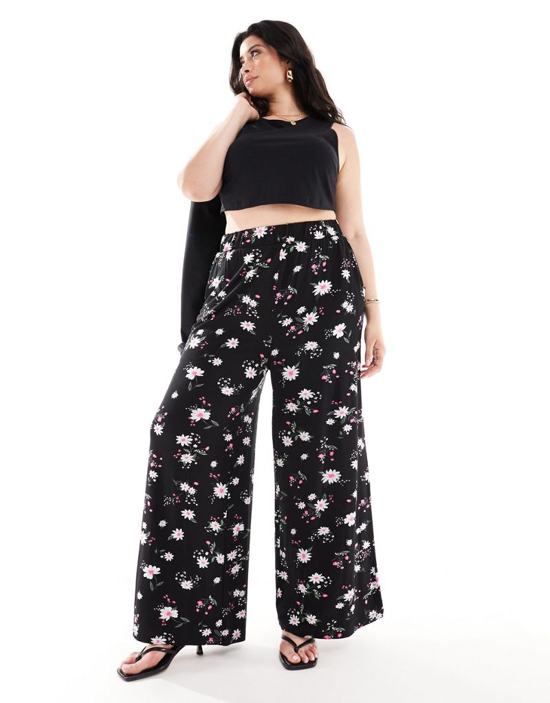 Yours wide leg pants in daisy print Yours