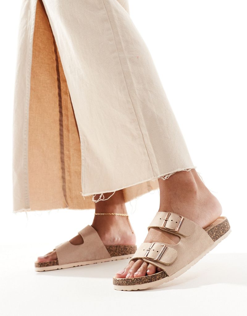 Yours 2 strap sandals in neutral  Yours