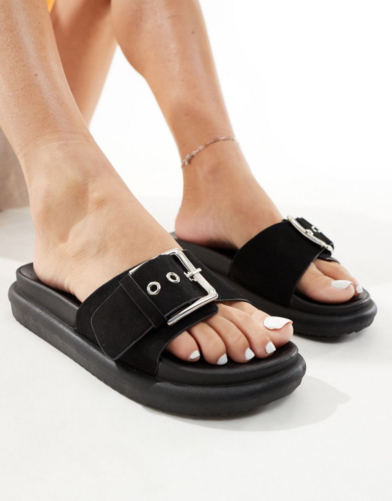 Yours buckle sandals in black  Yours