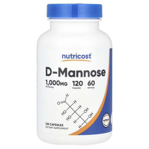 D-Mannose, 1,000 mg, 120 Capsules (500 mg Per Capsule) Nutricost