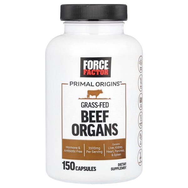 Primal Origins™, Grass-Fed Beef Organs, 3,500 mg, 150 Capsules (700 mg Per Capsule) Force Factor