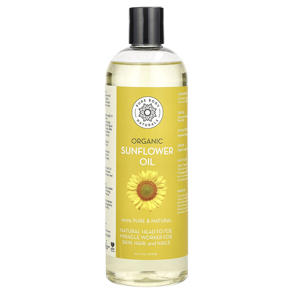 Organic Sunflower Oil, 16 fl oz (473 ml) Pure Body Naturals