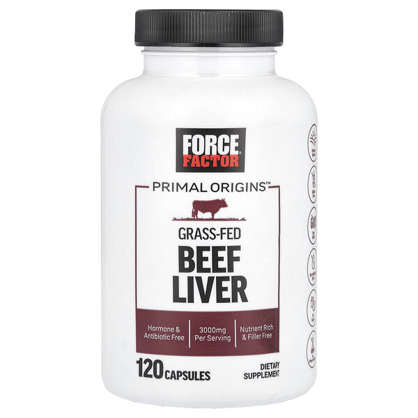 Primal Origins™, Grass-Fed Beef Liver , 3,000 mg , 120 Capsules (750 mg Per Capsule) Force Factor