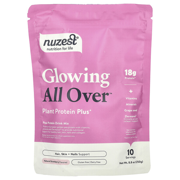 Glowing All Over™, Plant Protein Plus+, Natural Strawberry, 8.8 oz (250 g) Nuzest