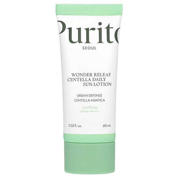 Wonder Releaf Centella Daily Sun Lotion, SPF 50+ PA++++, 2.02 fl oz (Жидкие унции) (60 ml) Purito