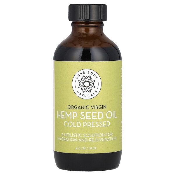 Organic Virgin Hemp Seed Oil, 4 fl oz (118 ml) Pure Body Naturals