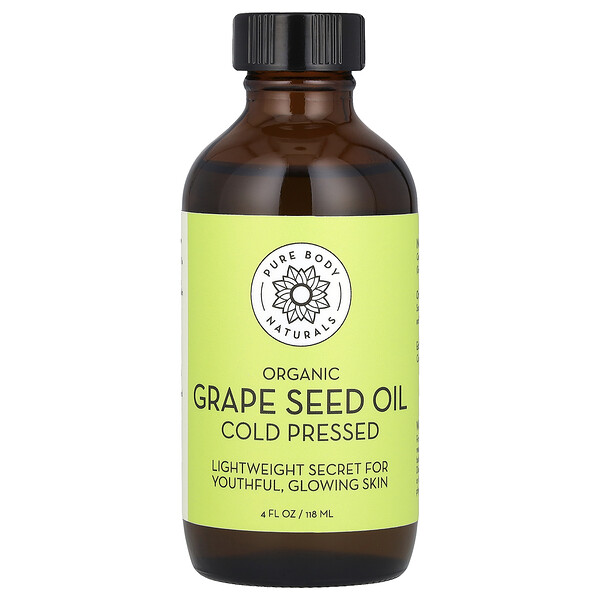 Organic Grape Seed Oil, 4 fl oz (118 ml) Pure Body Naturals
