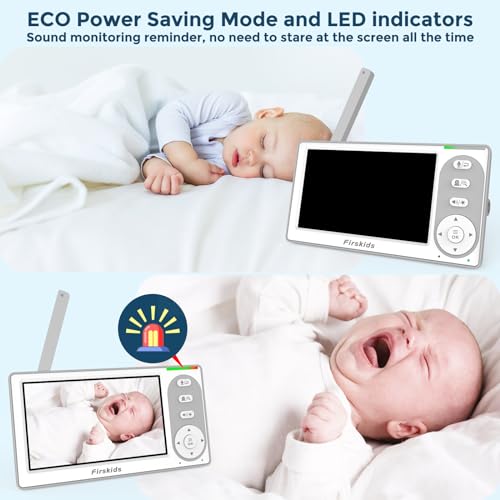 Baby Monitor with Camera and Audio, 30-Hour Battery, 4.3" IPS Split-Screen Baby Monitor, Pan-Tilt-Zoom Camera, No WiFi Required, 2-Way Talk, Night Vision Plug & Play Firskids