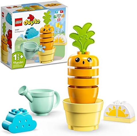 LEGO DUPLO My First Growing Carrot 10981, Stacking Toys for Babies 1.5+ Years Old with 4 Vegetable Bricks, Learning Educational Toy for Toddlers Lego