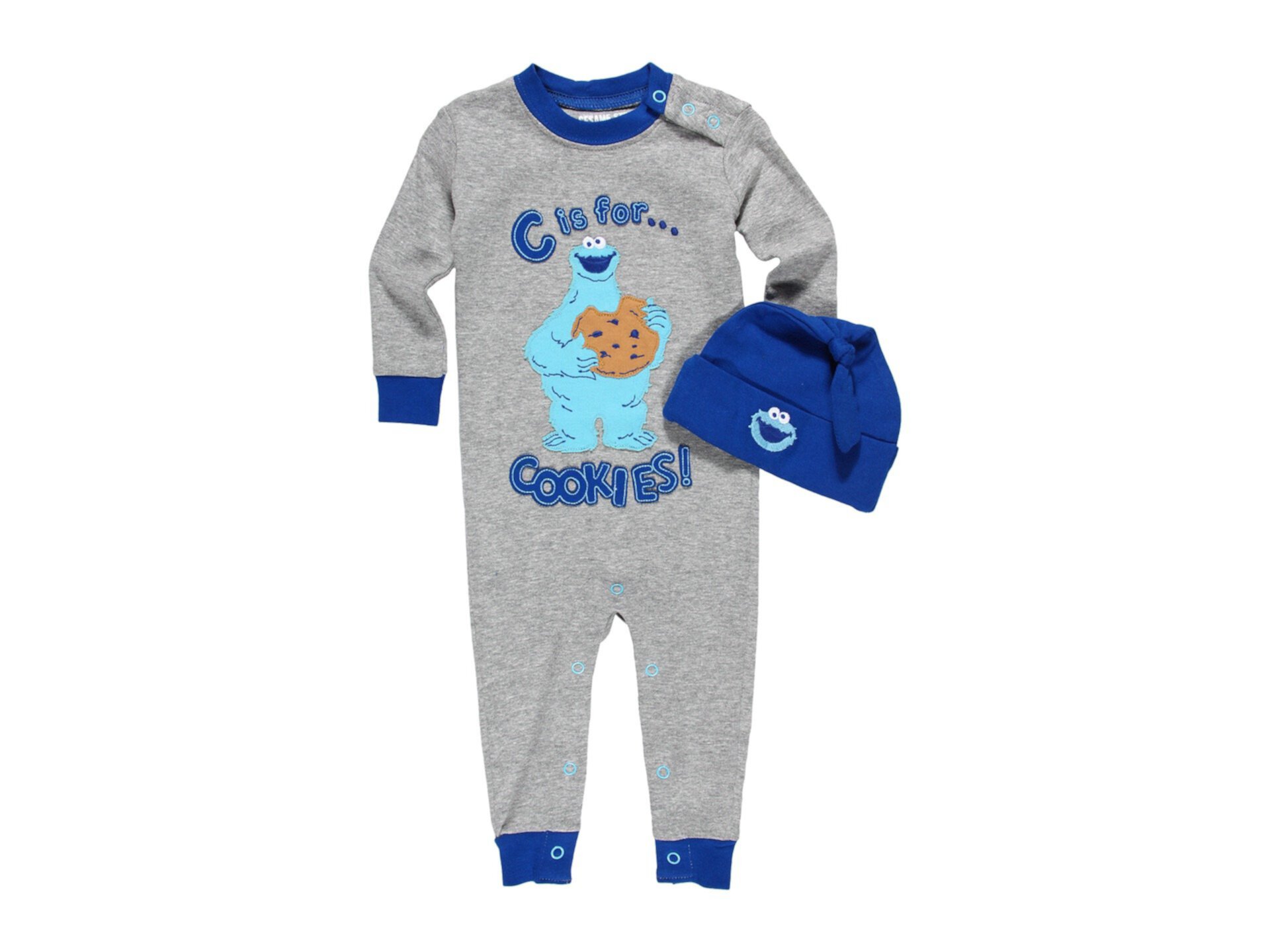 Пижама Hatley Для мальчиков Sesame Street Appliqué Coverall с шапкой (для младенцев) Hatley