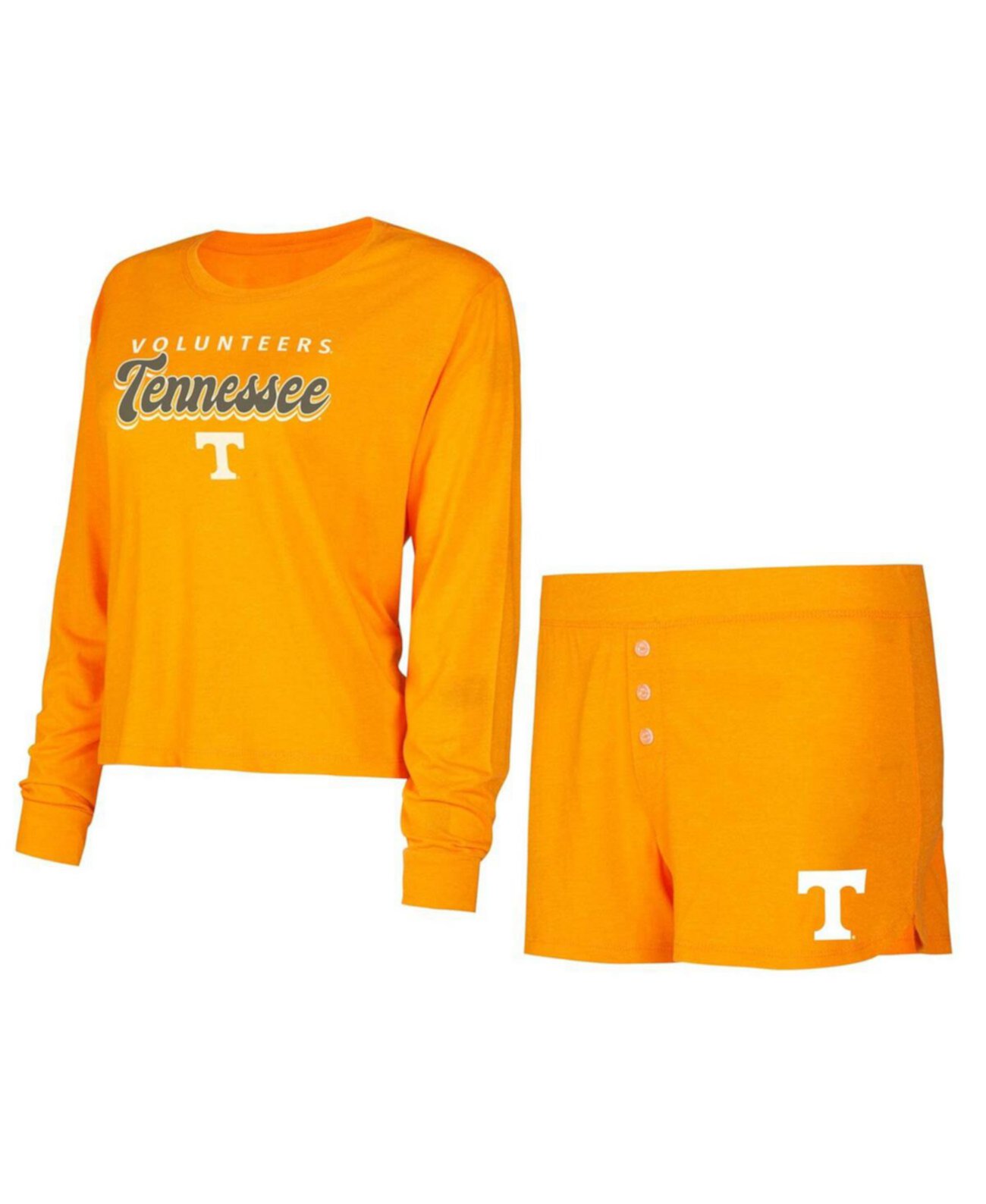 Women's Orange Tennessee Volunteers Team Color Long Sleeve T-Shirt Shorts Set Concepts Sport