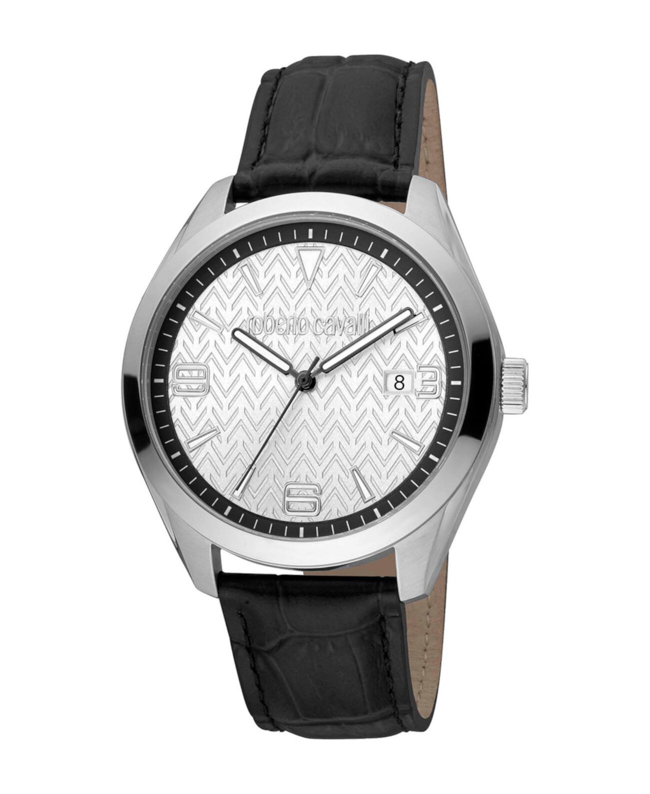 Men's Quartz Black Leather Watch 42mm Roberto Cavalli