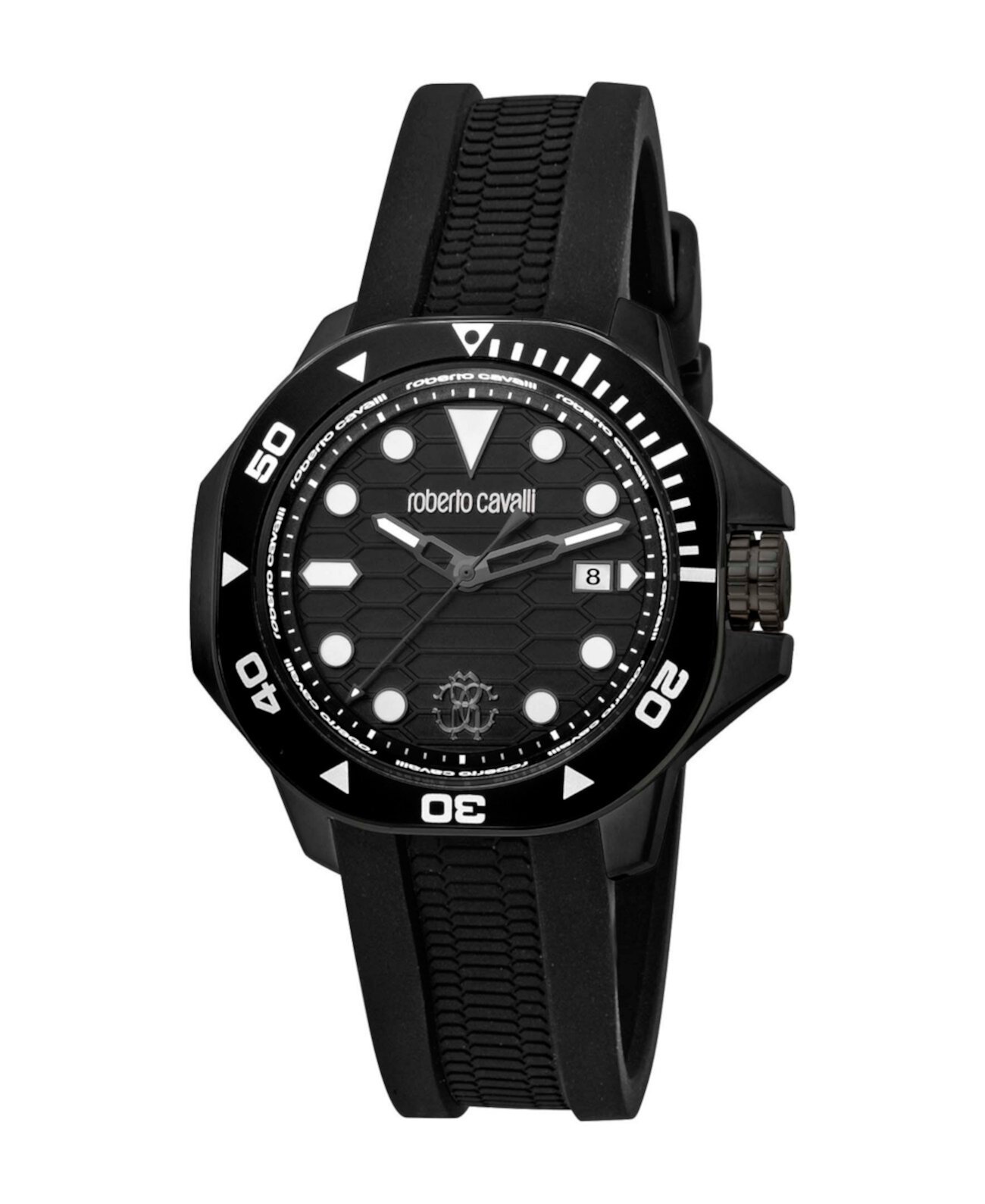 Men's Quartz Black Rubber Watch 42mm Roberto Cavalli