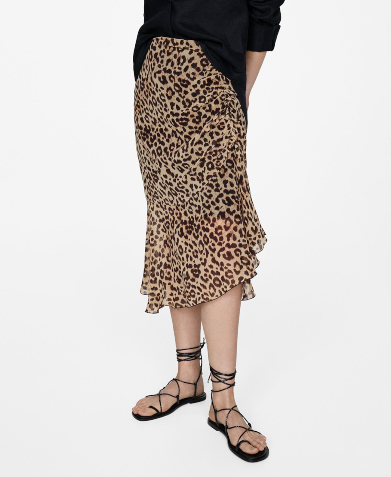 Women's Leopard Gathered Skirt MANGO