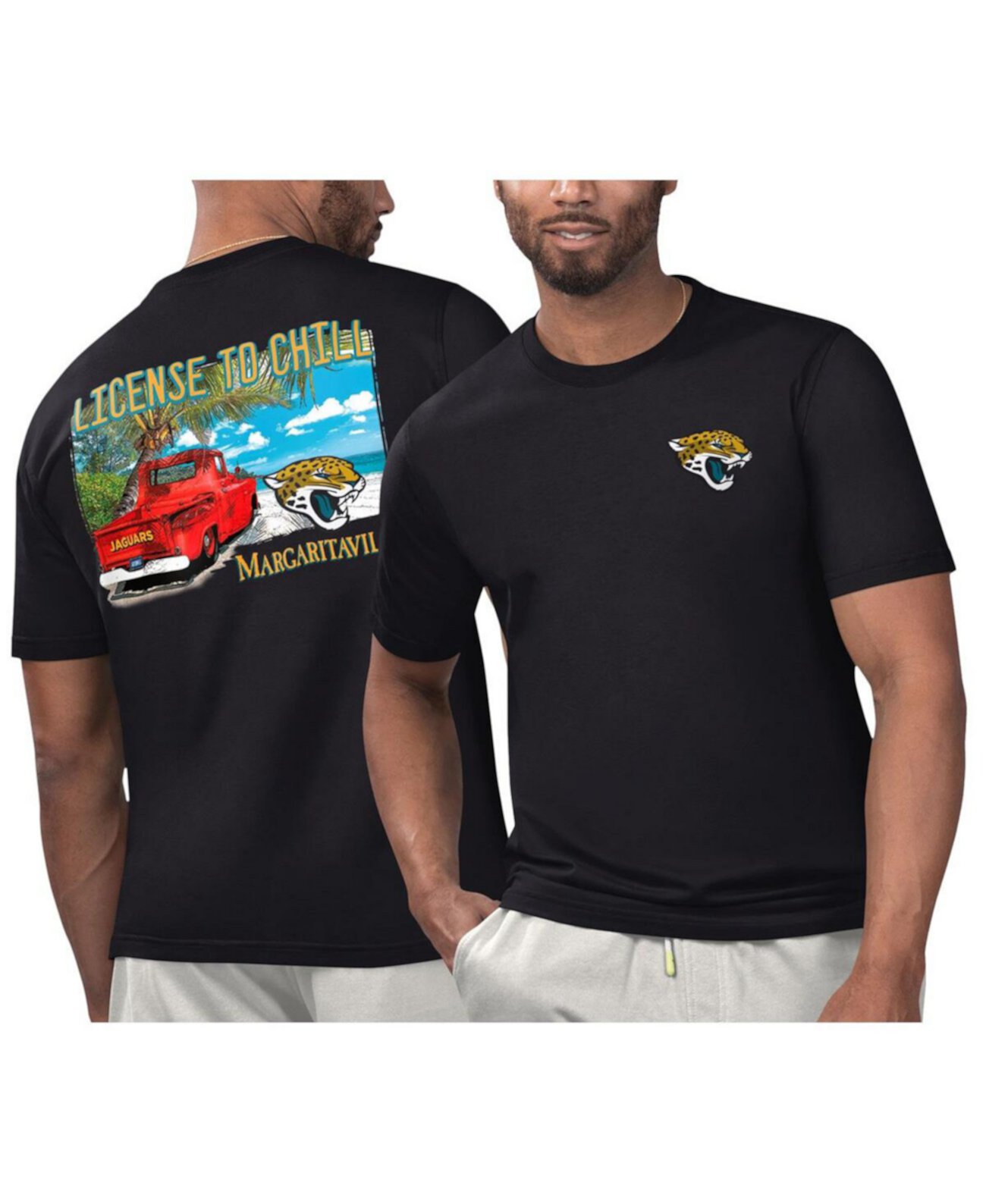 Мужская черная футболка Jacksonville Jaguars, 100% хлопок, короткий рукав Margaritaville