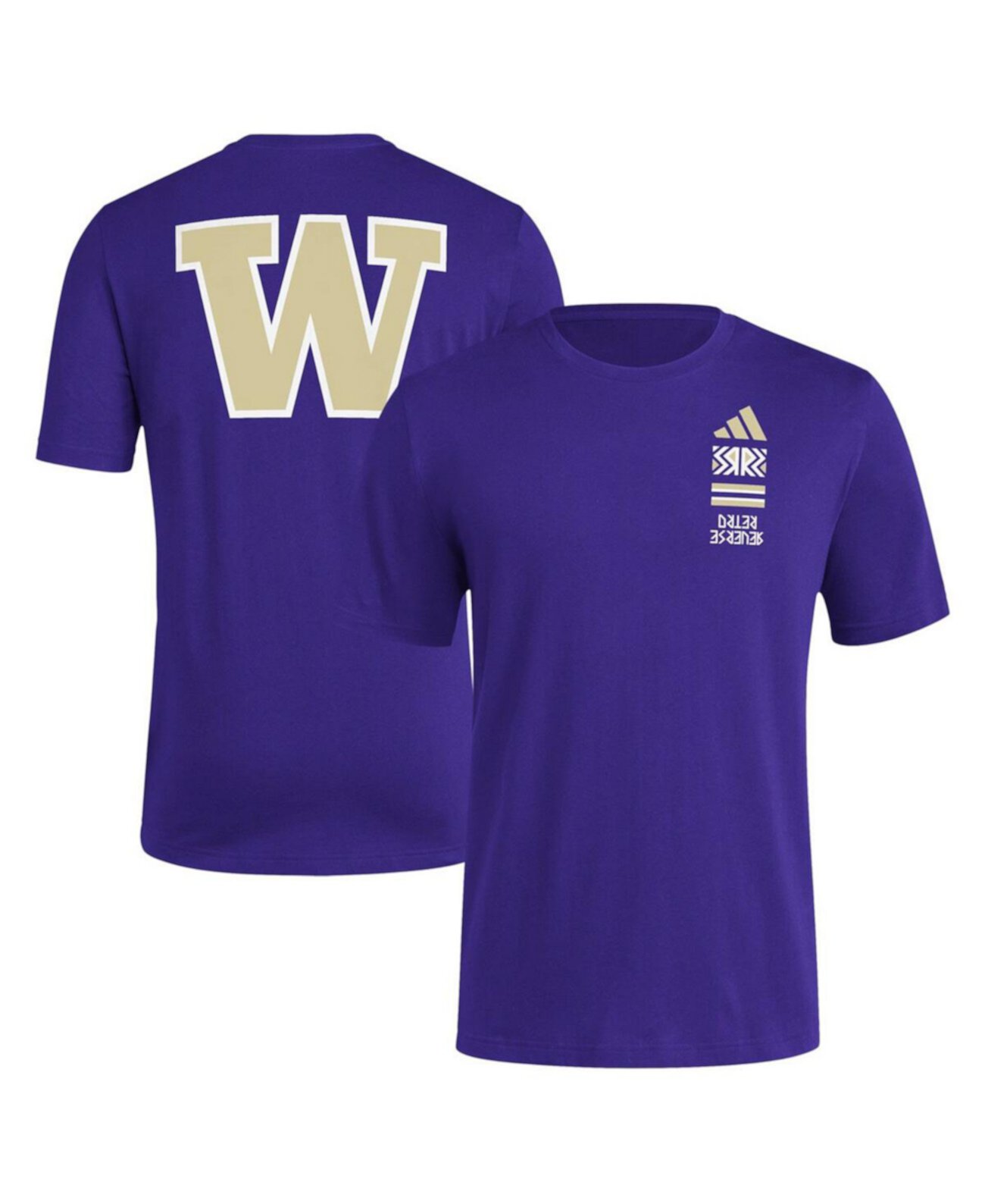 Men's Purple Washington Huskies Reverse Retro Baseball 2 Hit T-Shirt Adidas