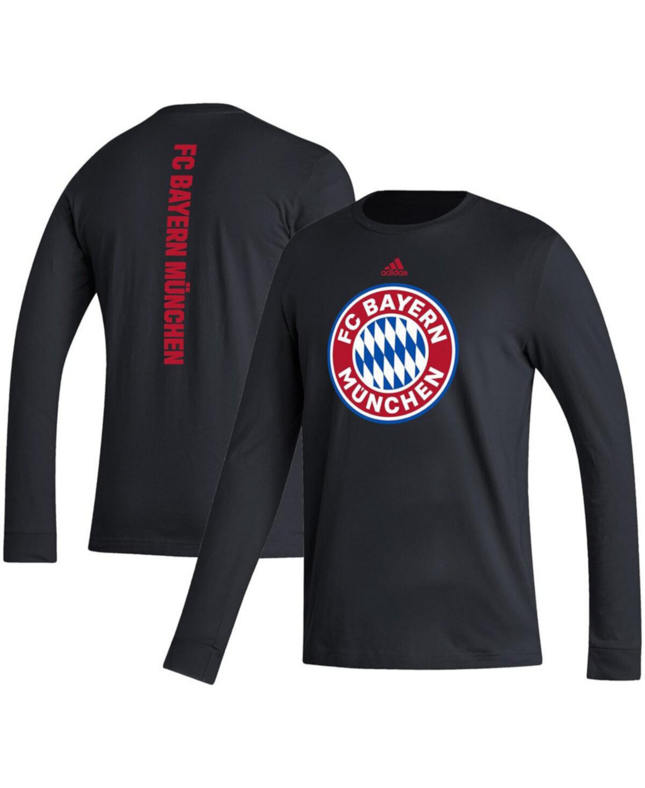 Men's Black Bayern Munich Vertical Wordmark Long Sleeve T-Shirt Adidas