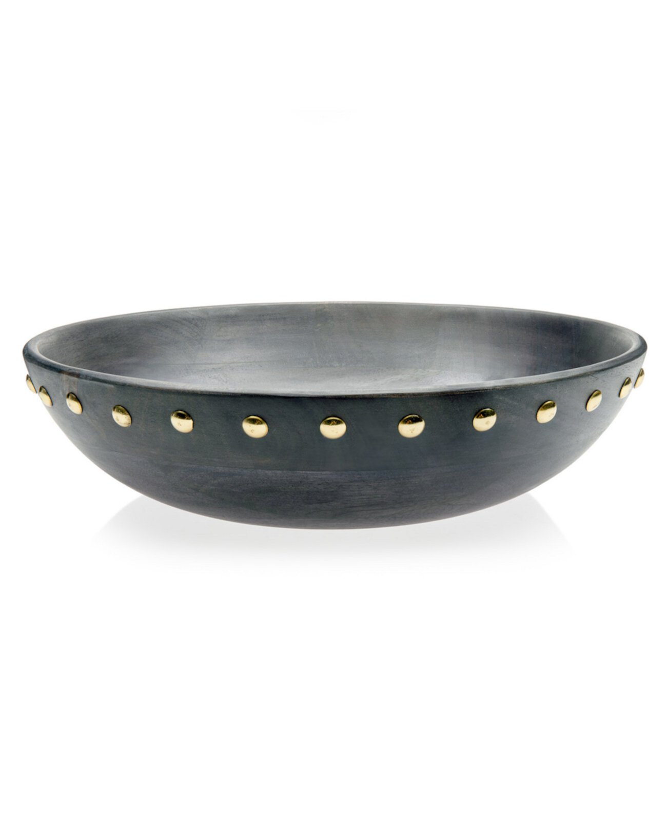 Signature Collection Acacia Wood Serving Bowl with Metal Studs Godinger