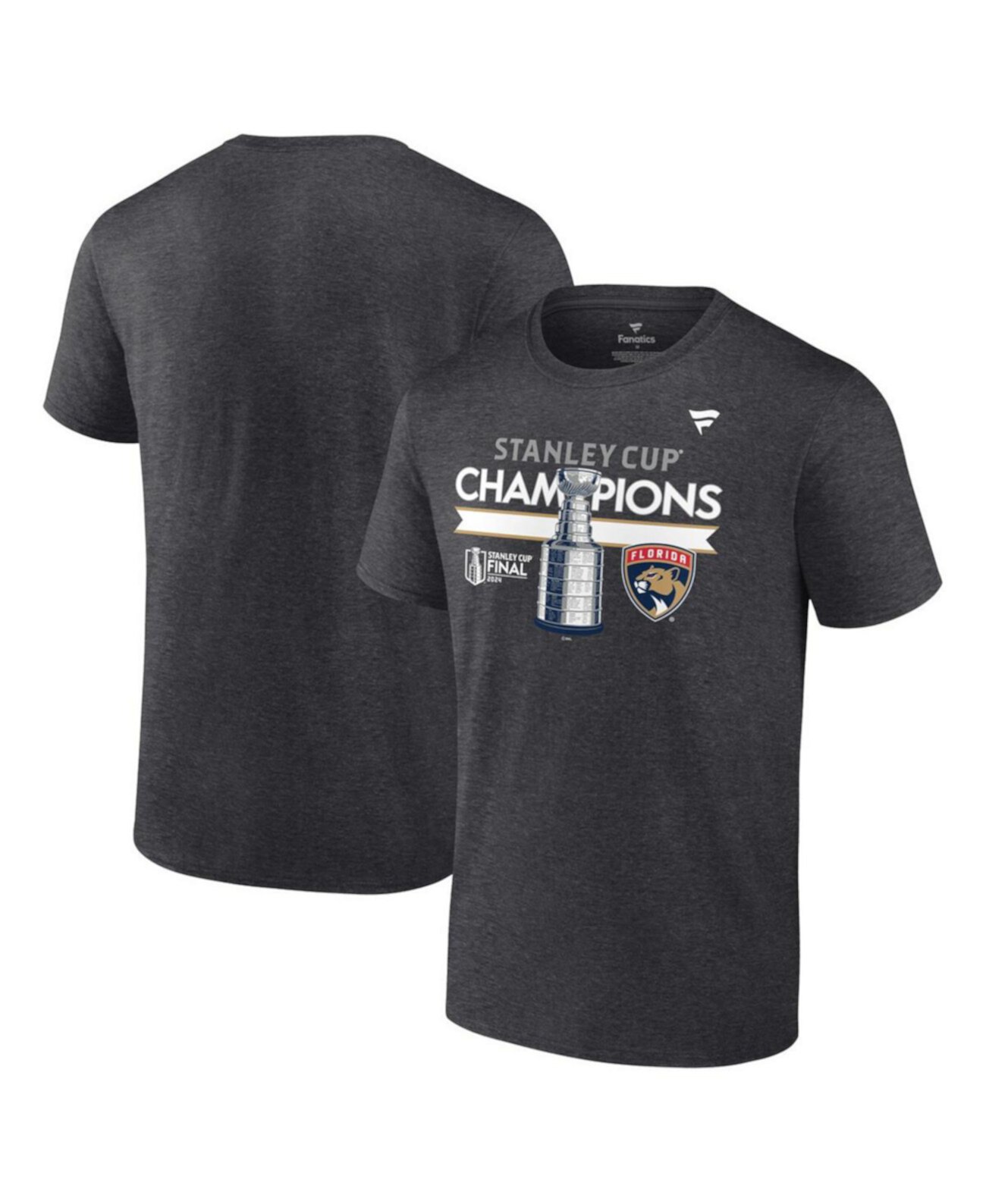 Men's Heather Charcoal Florida Panthers 2024 Stanley Cup Champions Locker Room T-Shirt Fanatics