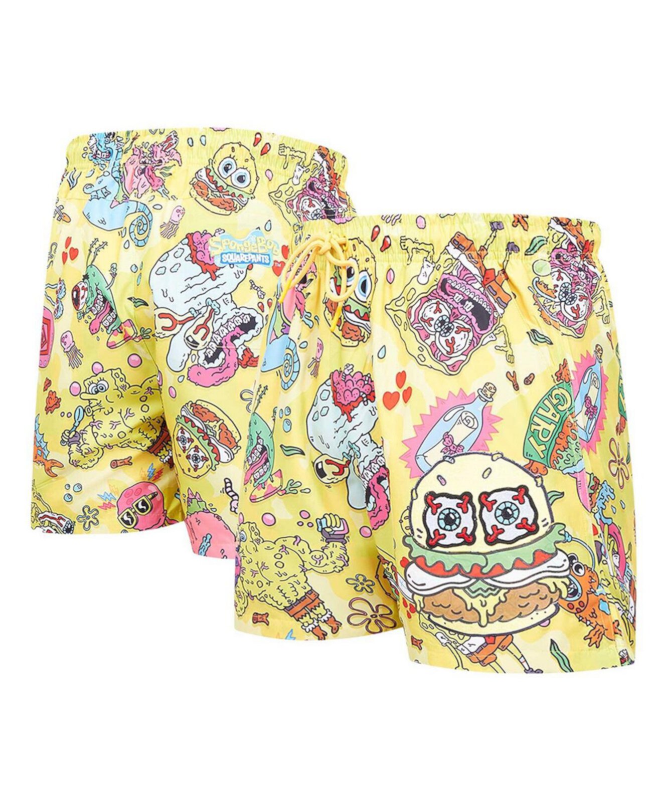 Men's Yellow SpongeBob SquarePants Krabby Patty Bob Shorts Freeze Max