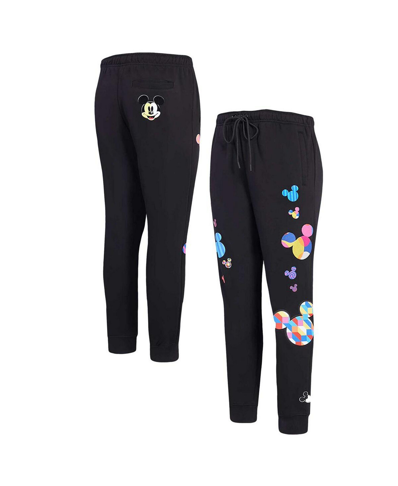 Women's Black Mickey Mouse Icons Expression Fleece Jogger Freeze Max