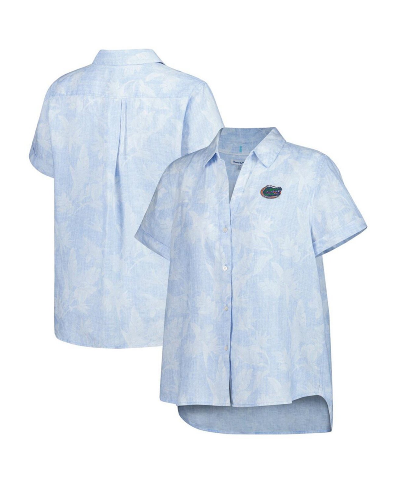 Women's Light Blue Florida Gators Legacy Leaves Camp Button-Up Shirt Tommy Bahama