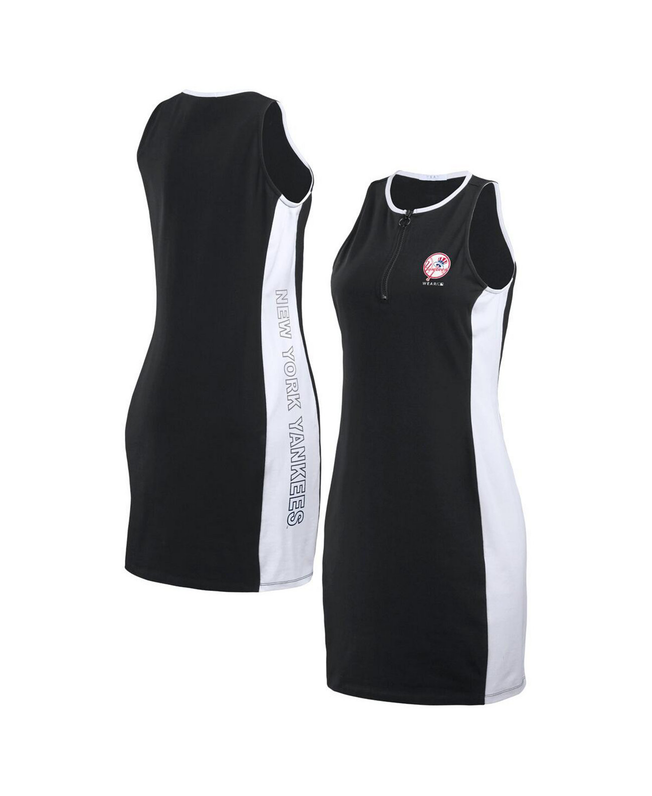 Women's Black New York Yankees Color Block Quarter-Zip Sleeveless Dress WEAR by Erin Andrews