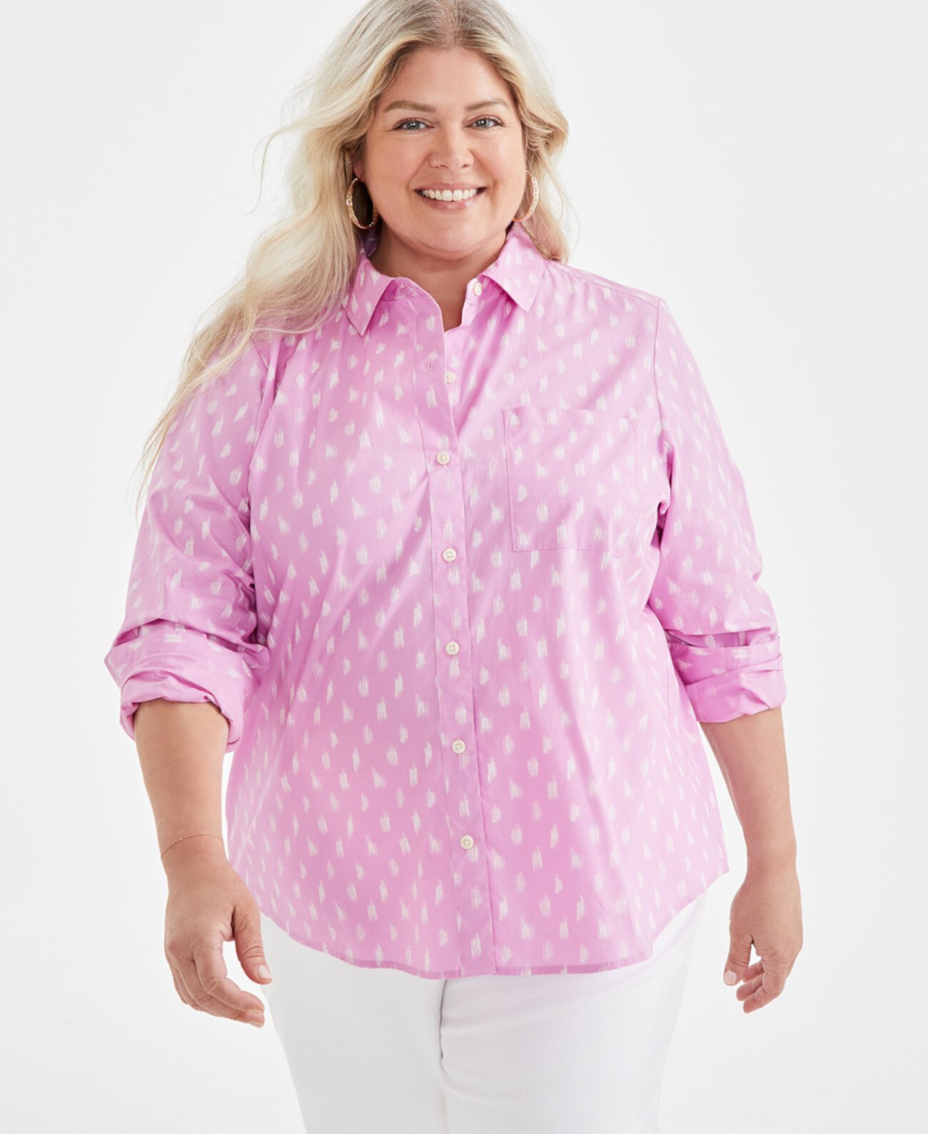 Женская Блузка Style & Co Plus Size Cotton Button Down Shirt Style & Co