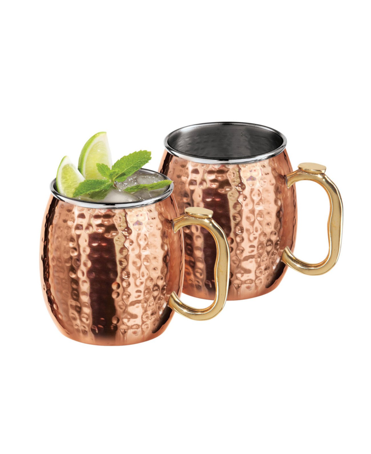 Set of 2, 18oz Hammered Stainless Steel Moscow Mule Mugs Oggi