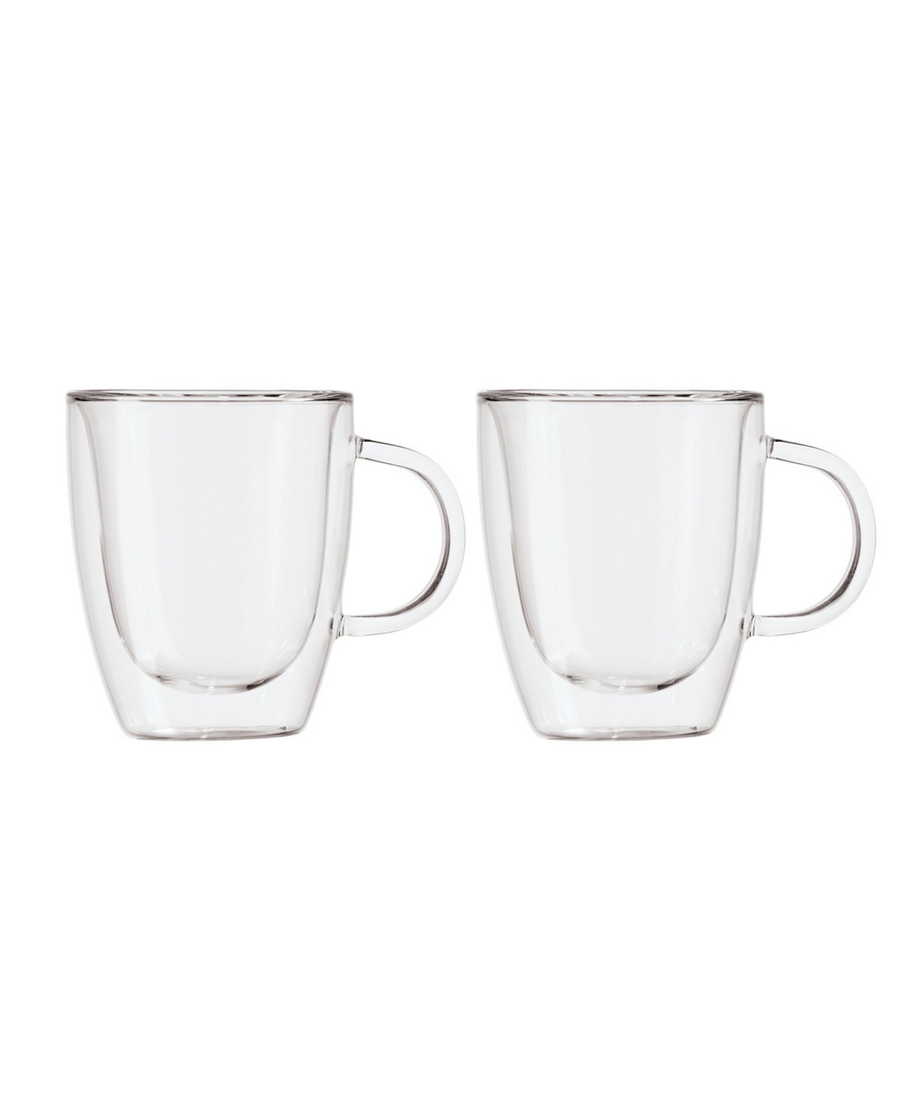 Set of 2, 12 oz Double Wall Glass Mug Set Oggi