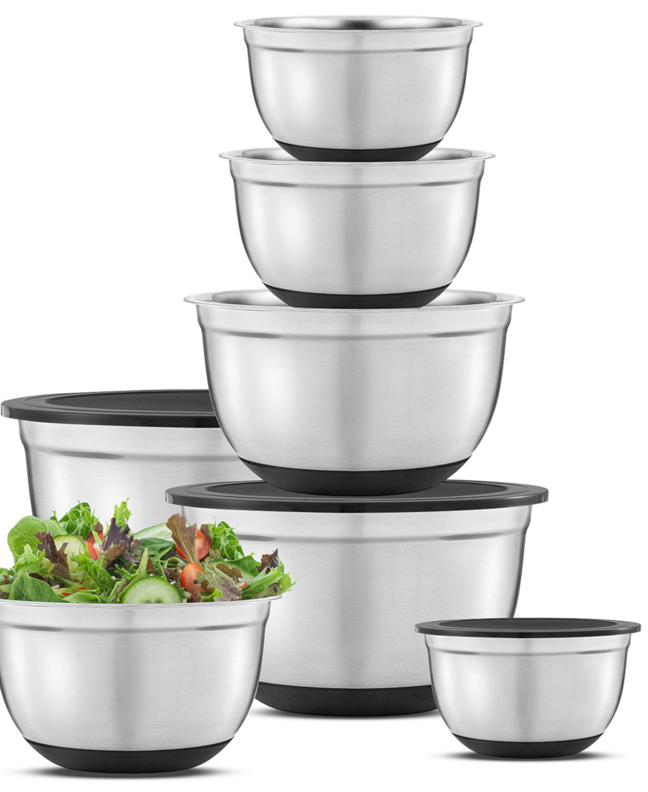 Stainless Steel Mixing Bowls with Lids Set of 7 JoyJolt