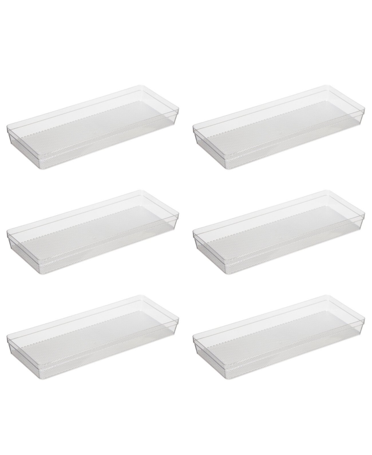 Set of 6, 6.25" X 15.75" Clear Drawer Organizer Oggi