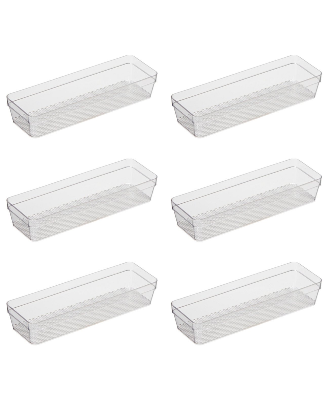 Set of 6, 3" X 9.5" Clear Drawer Organizer Oggi