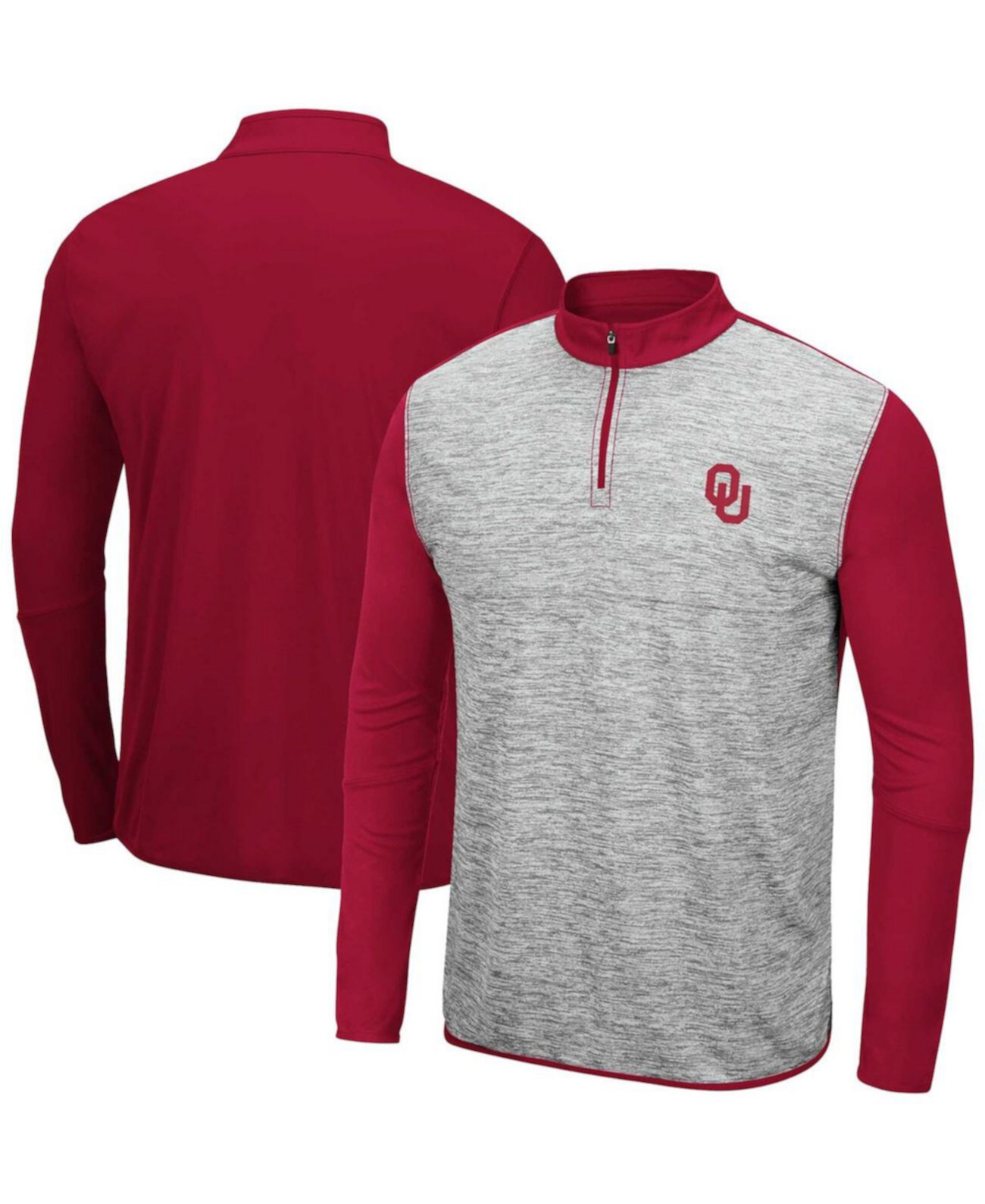 Men's Heather Gray/Crimson Oklahoma Sooners Prospect Quarter-Zip Jacket Colosseum