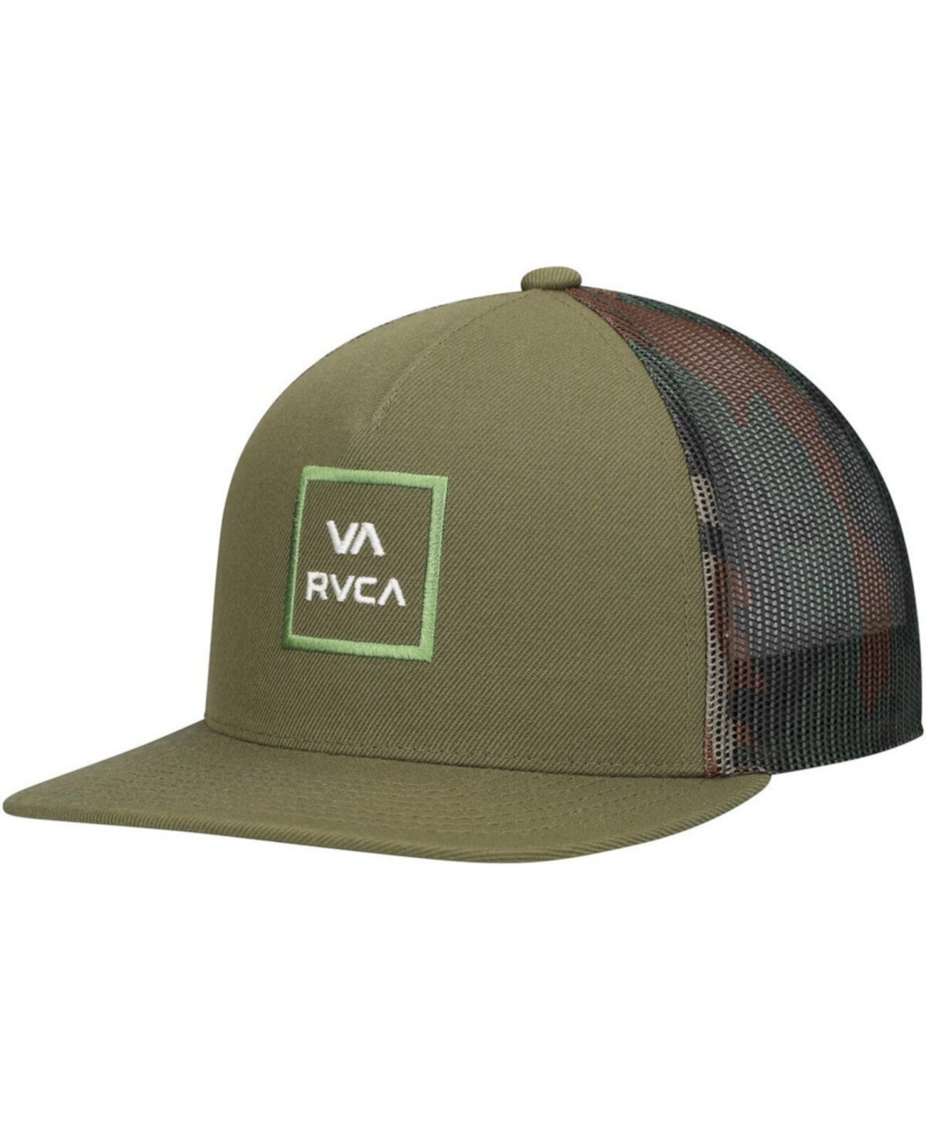 Big Boys and Girls Olive VA All The Way Trucker Snapback Hat RVCA