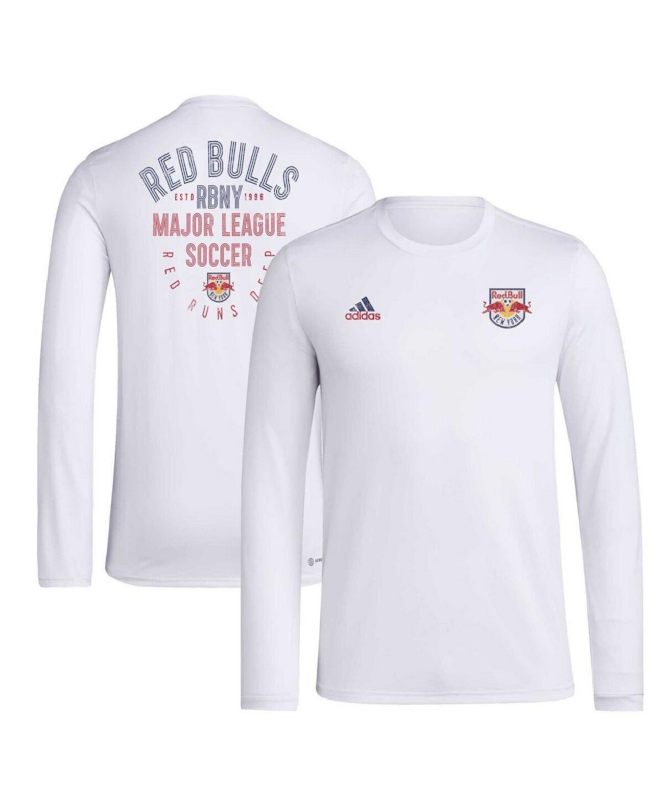Men's White New York Red Bulls Local Stoic Long Sleeve T-Shirt Adidas