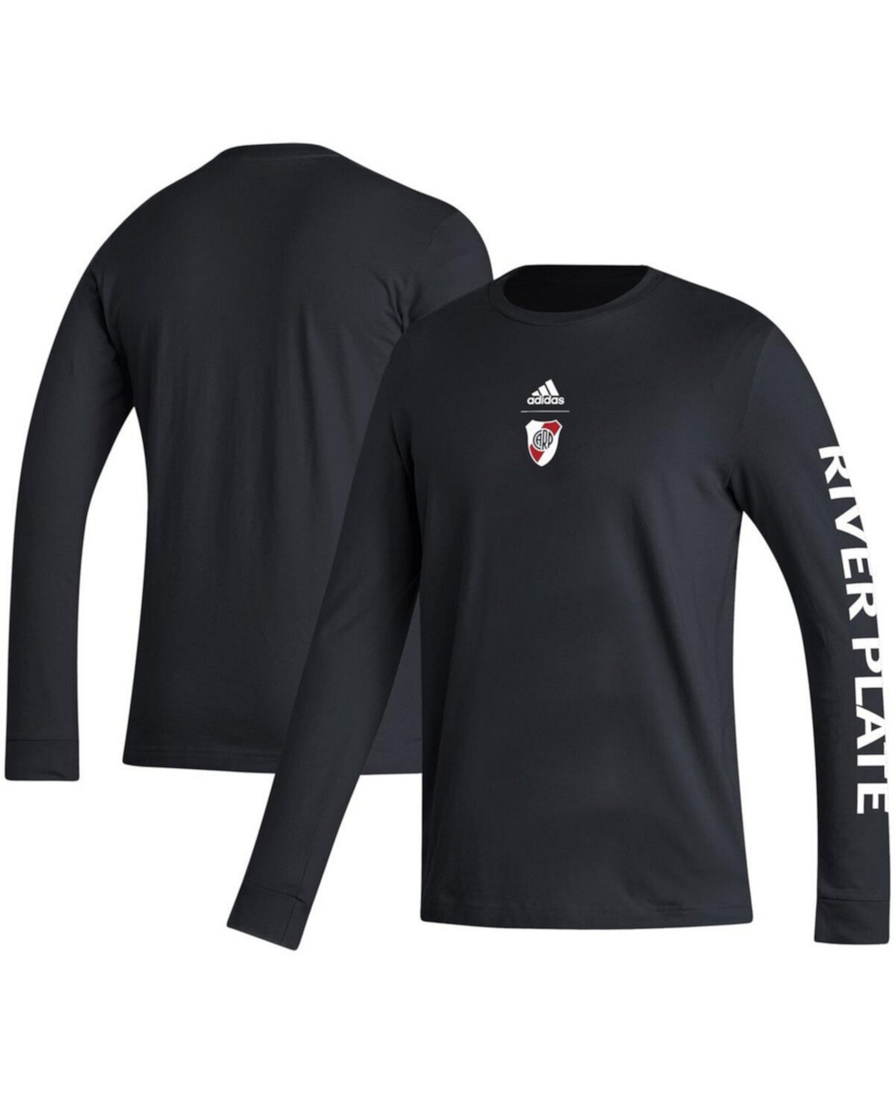 Men's Black Club Atlético River Plate Team Crest Long Sleeve T-Shirt Adidas