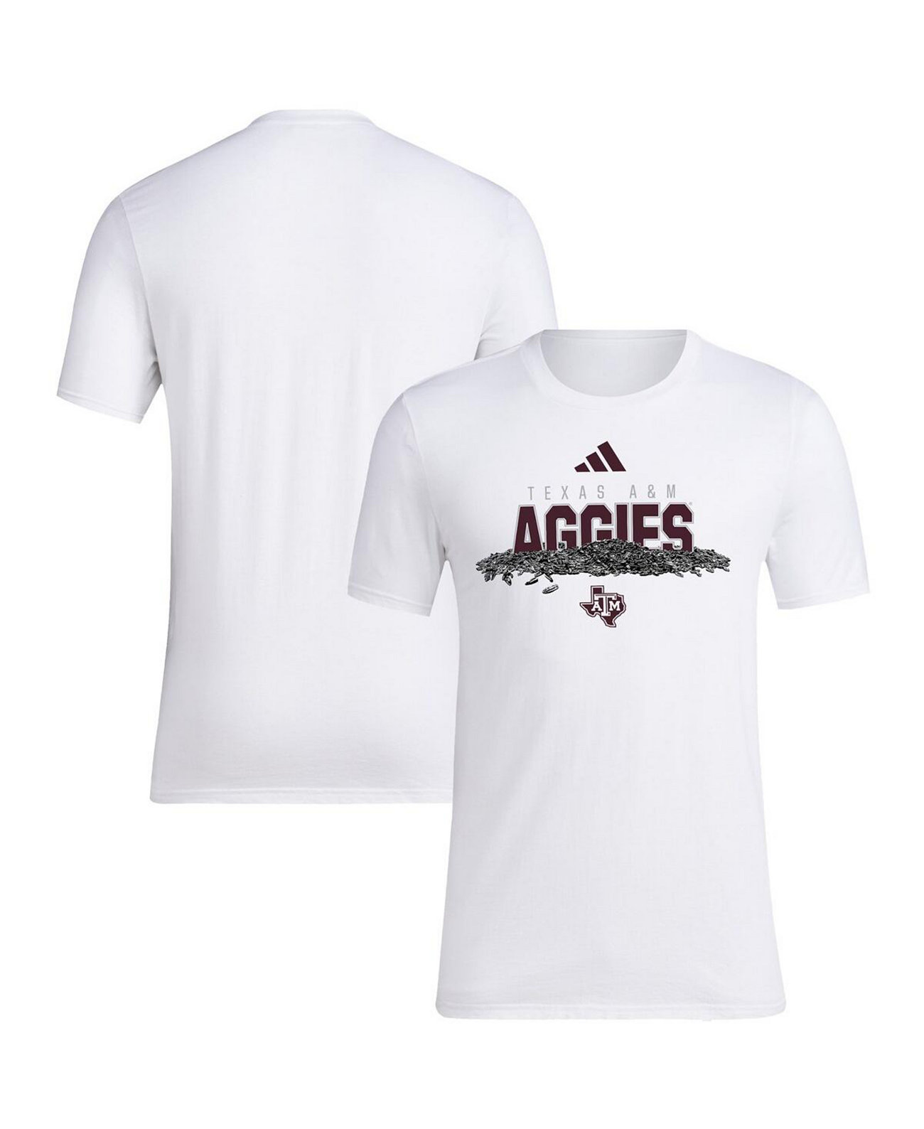 Men's White Texas A M Aggies Baseball Sunflower Seeds T-Shirt Adidas
